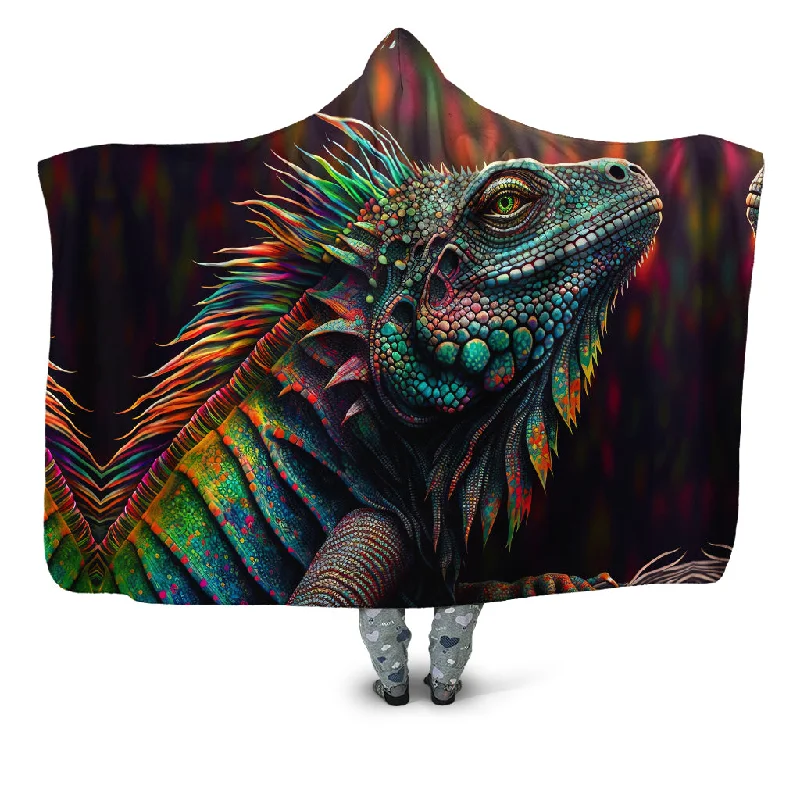 Cashmere blankets for ultimate softness and luxuryPsychedelic Giant Iguana 2.0 Hooded Blanket