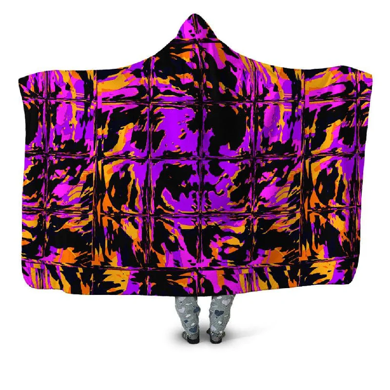 Wool blankets with natural warmth and insulationPurple Blackout Rave Glitch Hooded Blanket