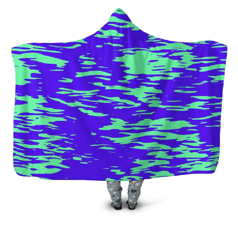 Synthetic fiber blend blankets for a budget - friendly choicePurple Mint Rave Zebra Stripe Hooded Blanket