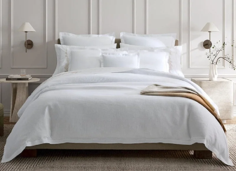 Custom - sized duvet covers to fit unique or non - standard bed framesRoman Hemstitch White Bedding by Matouk