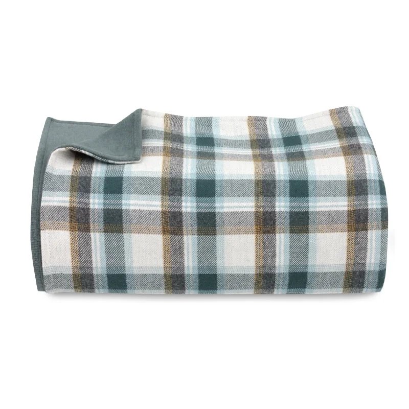 Rayon from bamboo blankets for a silky and breathable feelTeal/Beige Checkered Throw Blanket