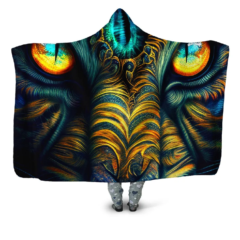 Synthetic fiber blend blankets for a budget - friendly choiceTiger Eyes Psychedelic Hooded Blanket