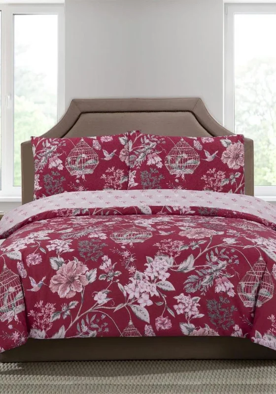 Zipper - closure duvet covers for easy removal and washingVantona Home Birdcage Duvet Set, Claret