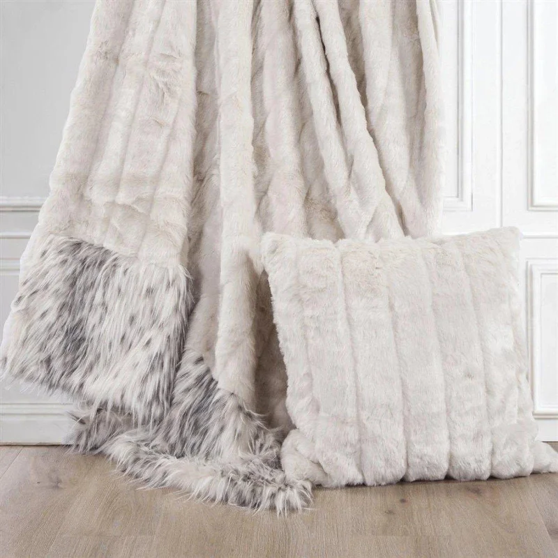 Rayon from bamboo blankets for a silky and breathable feelWhite Faux Mink & Snow Leopard Throw Blanket