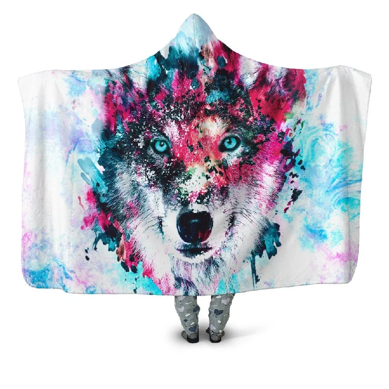 Wool blankets with natural warmth and insulationWolf Hooded Blanket