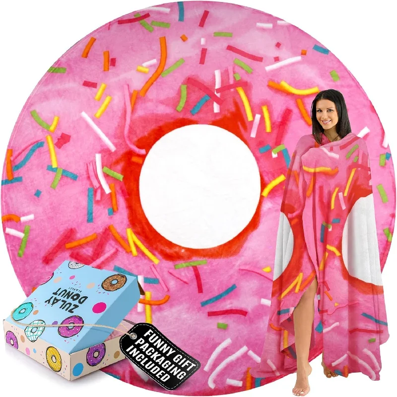 Queen - size blankets for standard - sized bedsZulay Kitchen Donut Throw Blanket with Donut Box Gift Packaging