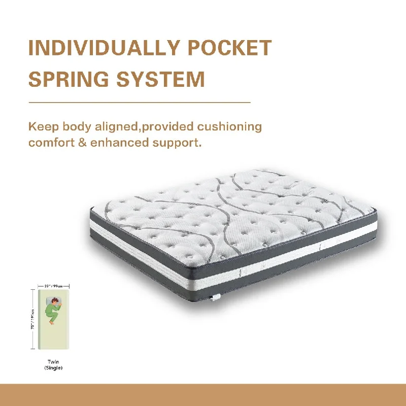 Hybrid mattresses combining foam and innerspring technology12'' Hybrid Pocket Spring Mattress