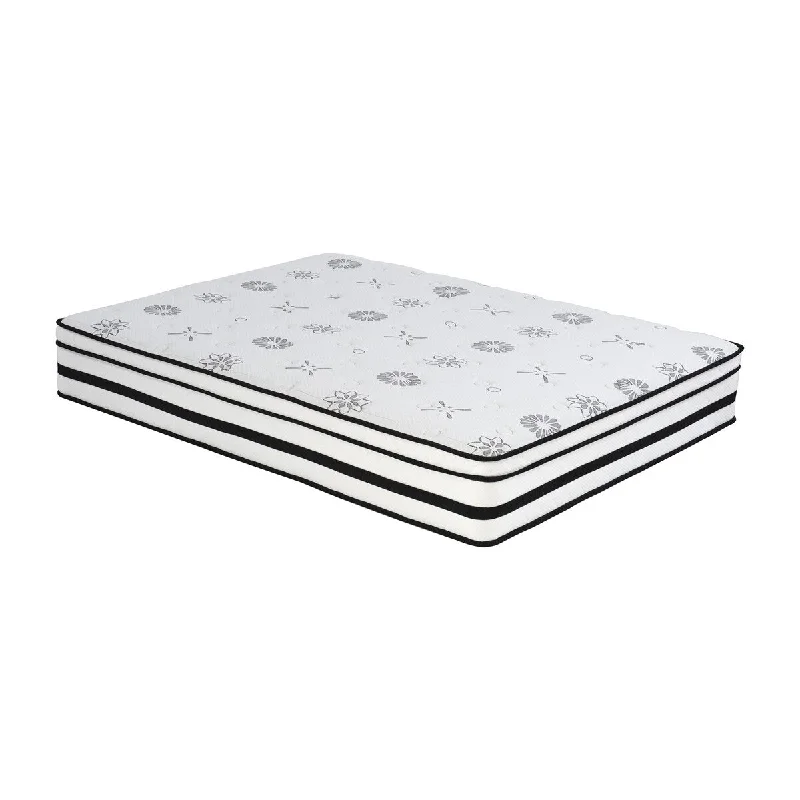 Bamboo - charcoal infused mattresses for odor absorption12" Queen Mattress Highly Breathable Quilted Cover Hybrid Mattress, White, Plush Foam Mattress in a Box, Luxury Comfort Mattress