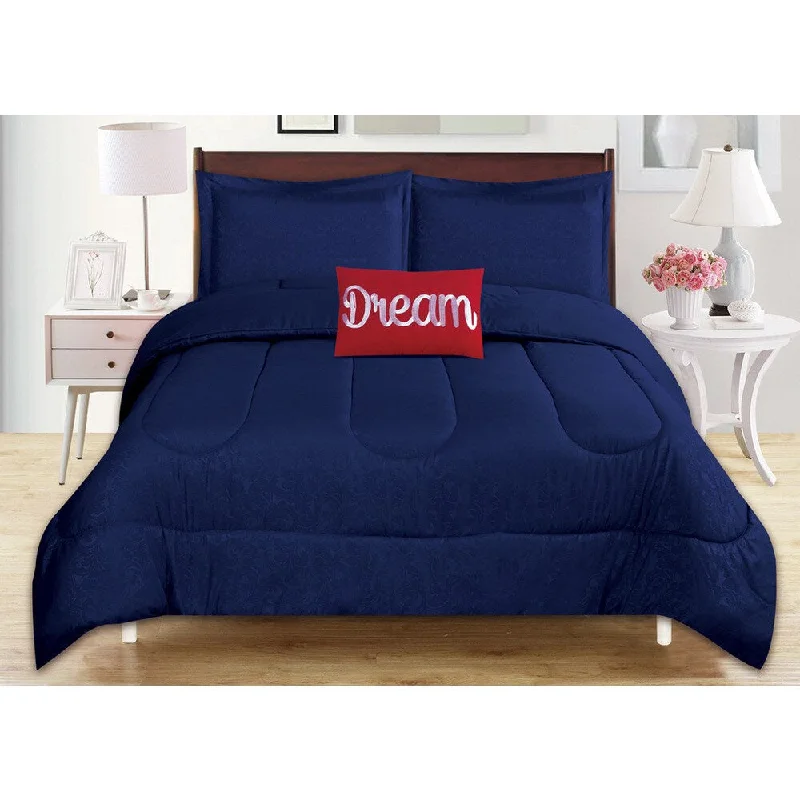 King - size comforters to fit large king - sized beds perfectly4-Piece Babylon Navy Embossed Comforter Set