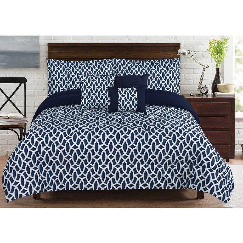 Duck down comforters with a softer feel and good warmth retention6-Piece Geo Comforter Set