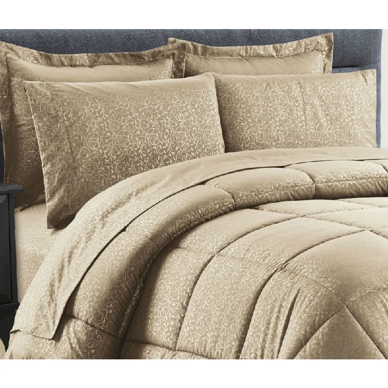 Silk - filled comforters for a luxurious and smooth touch8-Piece Vine Mocha Down Alternative Bed-In-Bag