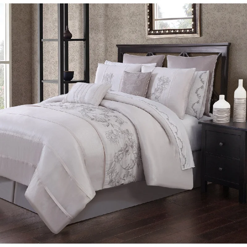 Queen - size comforters for standard queen - sized mattressesAntonina Oversized Floral Embroidered 12-piece Comforter Set