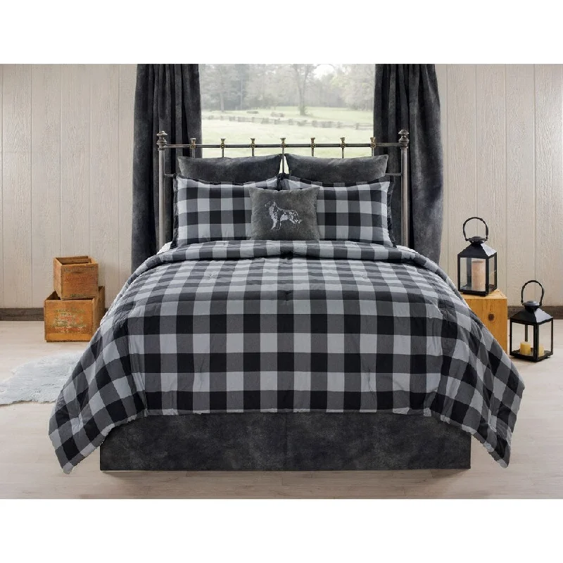 Latex - filled comforters with a bouncy texture and good supportAspen Lodge Gray comforter set