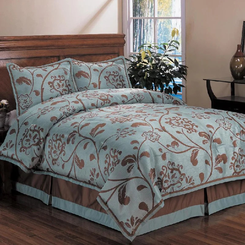 Down - filled comforters for supreme warmth and lightnessBella Floral King-size 4-piece Comforter Set - Chocolate/Blue