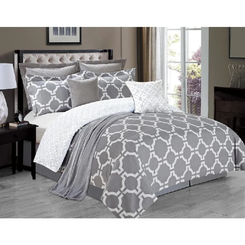 Wool - filled comforters with natural moisture - wicking and temperature - regulating featuresBelmore Grey 8-piece Comforter Set