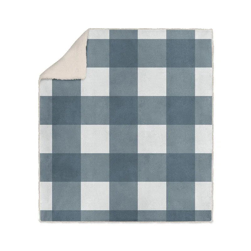 Duck down comforters with a softer feel and good warmth retentionBONNIE CHARCOAL BUFFALO CHECK BLUE Sherpa Comforter