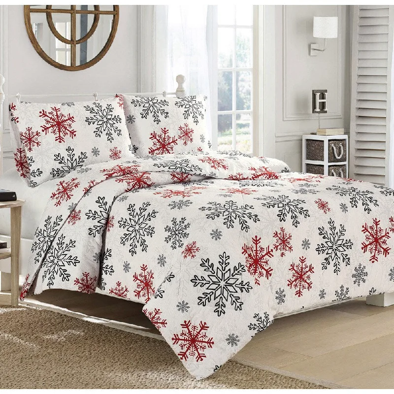 Latex - filled comforters with a bouncy texture and good supportBrielle Snowflake Flannel Comforter