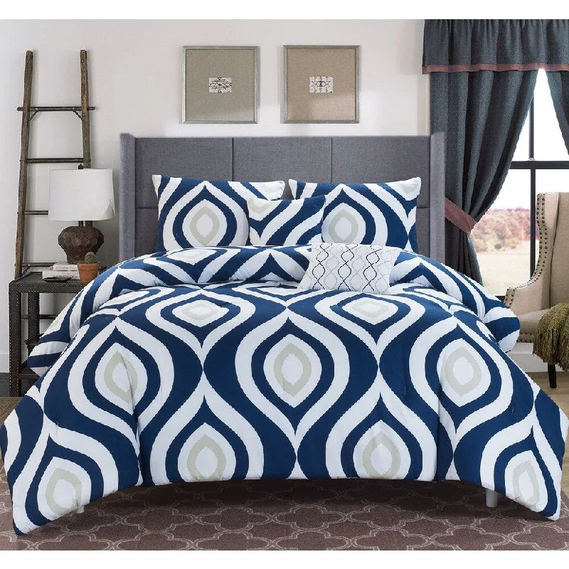 Latex - filled comforters with a bouncy texture and good supportBrook Printed Reversible 5-piece Comforter Set