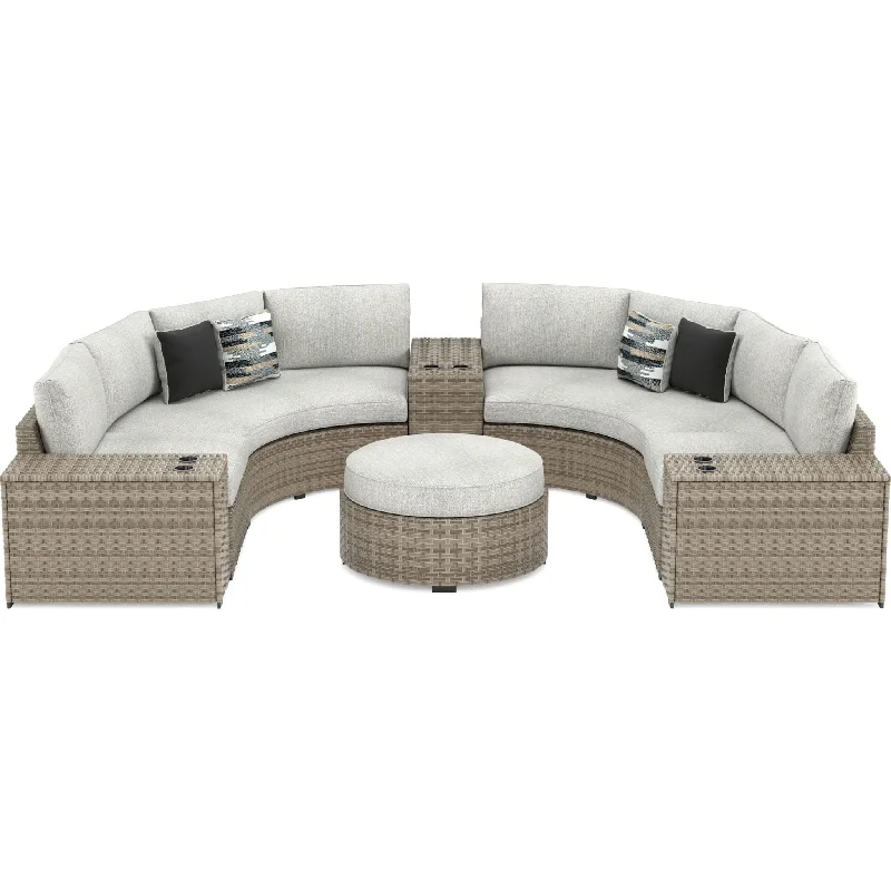 Wool - filled mattresses for natural insulation and moisture - wickingCalworth 7 Piece Outdoor Sectional with Ottoman - Beige