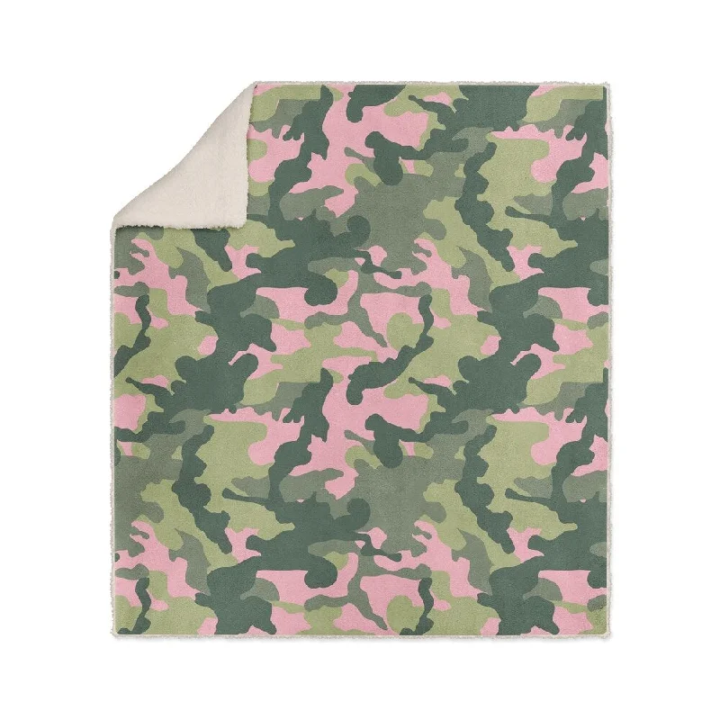 Latex - filled comforters with a bouncy texture and good supportCAMO FLOW PINK AND GREEN Sherpa Comforter - 30X40