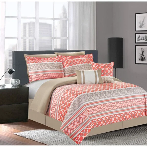 Latex - filled comforters with a bouncy texture and good supportCentral Park Coral 7-piece Comforter Set