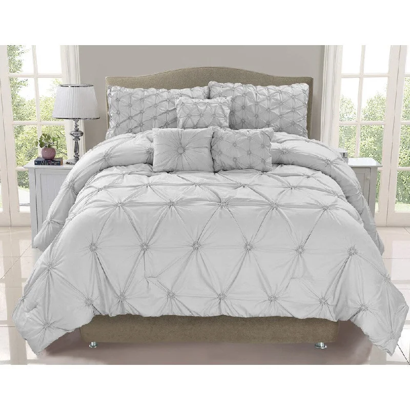 King - size comforters to fit large king - sized beds perfectlyCosmo Silver Mist Smocked 6-piece Comforter Set