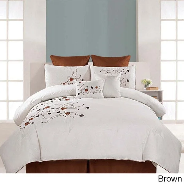 Cotton - filled comforters for a breathable and natural sleep experienceEmbroidered 8-piece Belmont Cotton Comforter Set