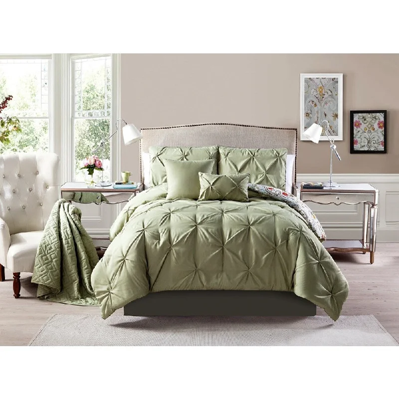 Synthetic - filled comforters like polyester for affordability and hypoallergenic propertiesEvelyn Full/ Queen Green Comforter 6-piece Set