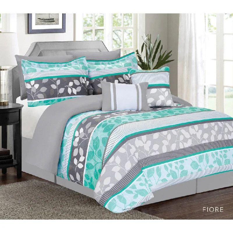 Goose down comforters known for their superior quality and insulationFiora Aqua 7-piece Comforter Set