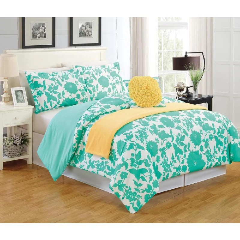 Queen - size comforters for standard queen - sized mattressesFloral 5-Piece Comforter Set