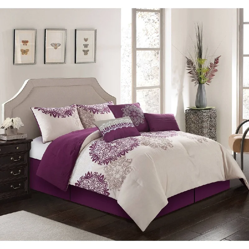 Duck down comforters with a softer feel and good warmth retentionFreesia 7 Piece Comforter Set