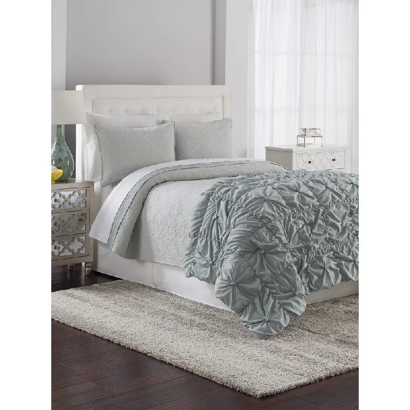 Synthetic - filled comforters like polyester for affordability and hypoallergenic propertiesGemma 4-piece Comforter and Quilt Set