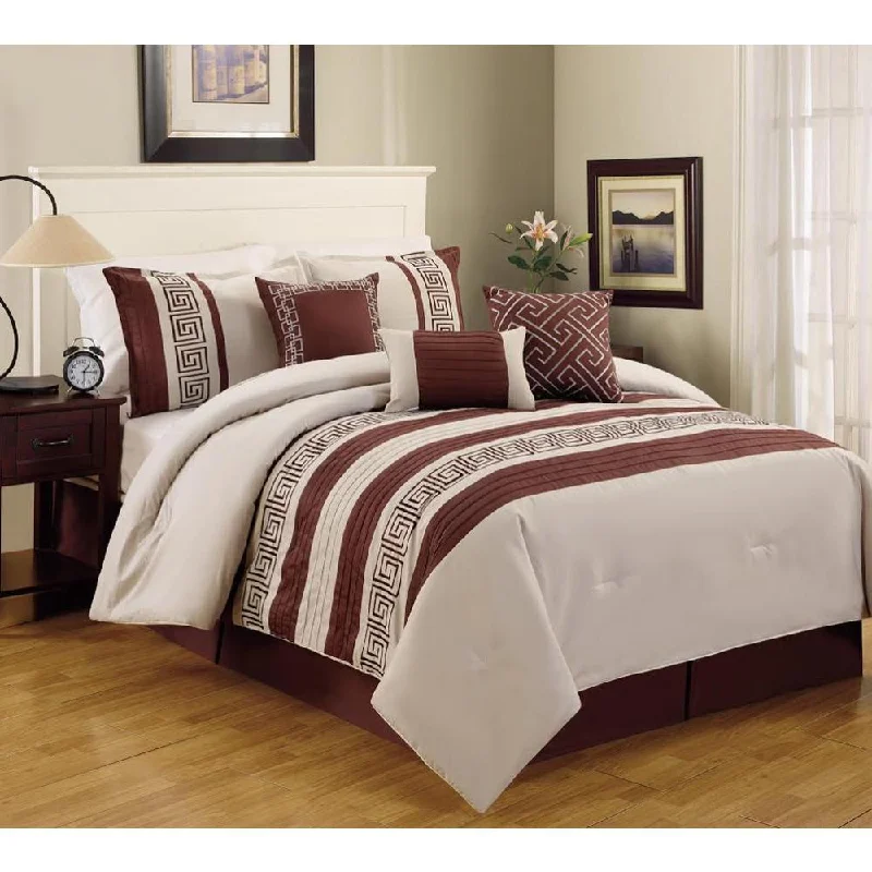 Down - filled comforters for supreme warmth and lightnessGreek Key 100-percent Cotton 6-piece Comforter Set