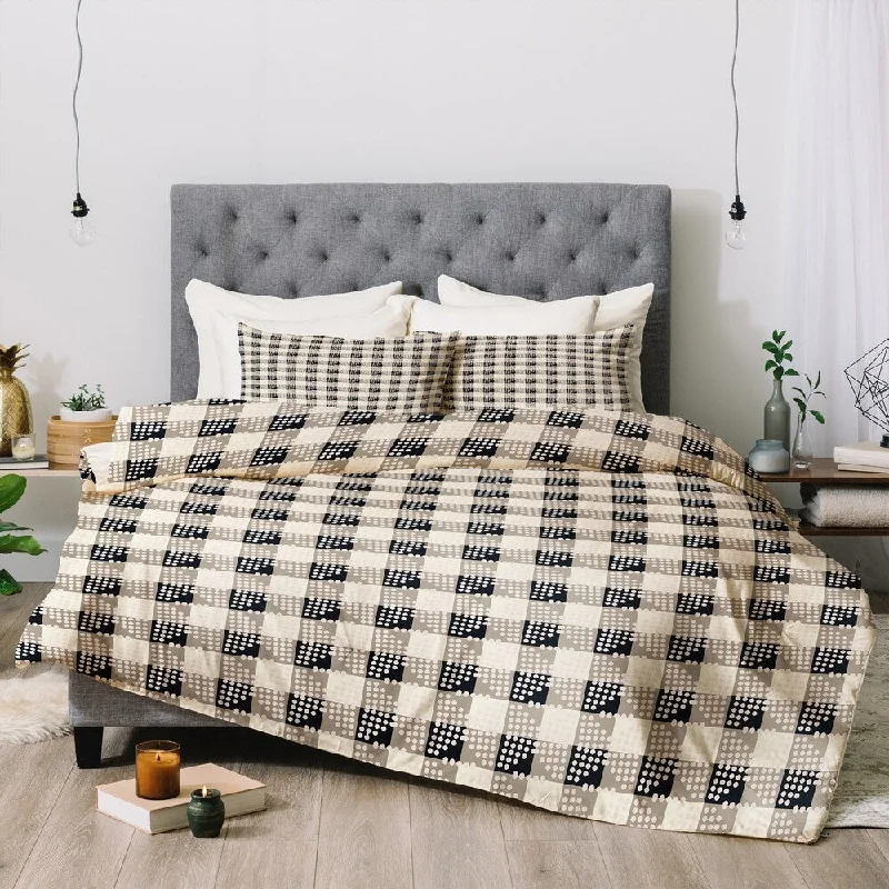 Synthetic - filled comforters like polyester for affordability and hypoallergenic propertiesHolli Zollinger Anthology Of Pattern Seville Gingham Black Comforter Set -Queen