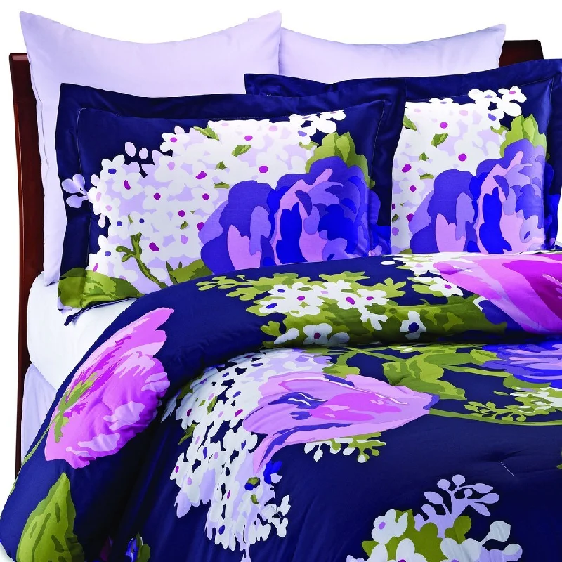 Microfiber - filled comforters that are lightweight and easy to care forIsaac Mizrahi Purple Cotton Sateen 6-piece California King-size Comforter Set