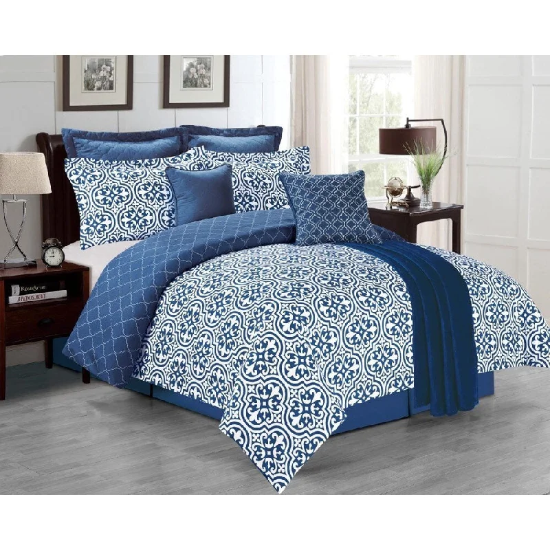 Wool - filled comforters with natural moisture - wicking and temperature - regulating featuresKendrick Navy 8-piece Comforter Set