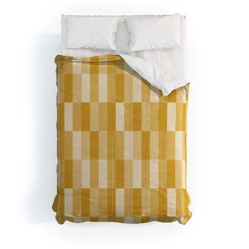 Latex - filled comforters with a bouncy texture and good supportLittle Arrow Design Co Cosmo Tile Mustard Made To Order Full Comforter