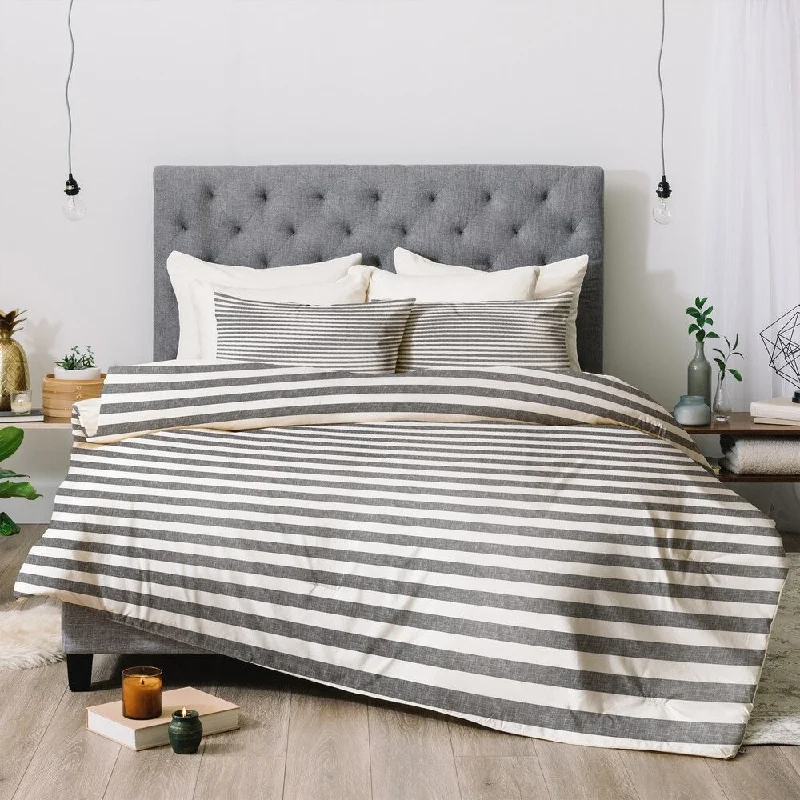 Down - filled comforters for supreme warmth and lightnessLittle Arrow Design Co Stripes In Grey Comforter Set -Queen