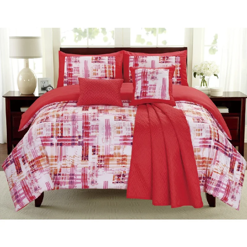 Synthetic - filled comforters like polyester for affordability and hypoallergenic propertiesMaddox Cayenne 6-piece Comforter Set