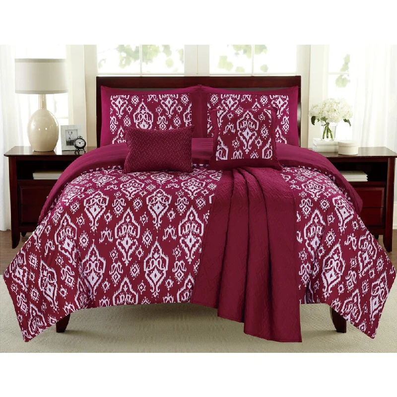 Wool - filled comforters with natural moisture - wicking and temperature - regulating featuresMayan Raspberry 6-piece Comforter Set