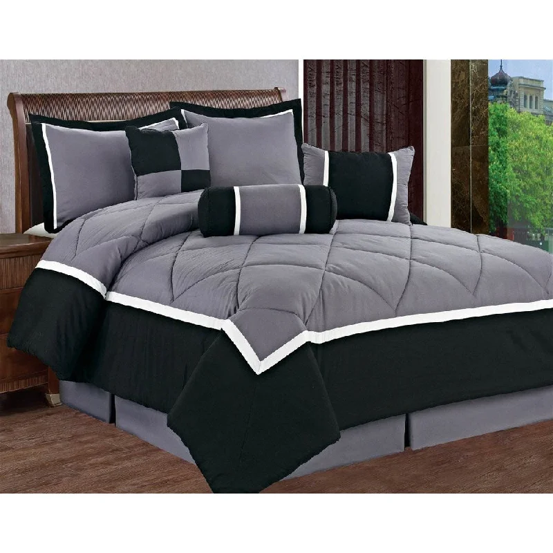 Synthetic - filled comforters like polyester for affordability and hypoallergenic propertiesMichael 7-piece Black/ Grey Comforter Set