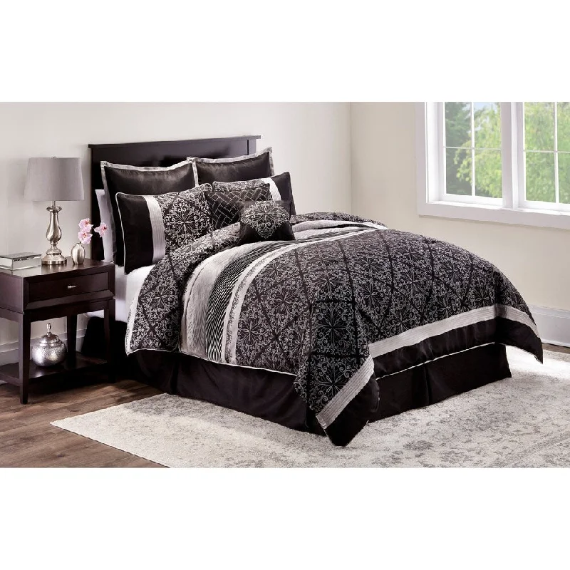 Down - filled comforters for supreme warmth and lightnessMidnight Black 8-piece Comforter Set