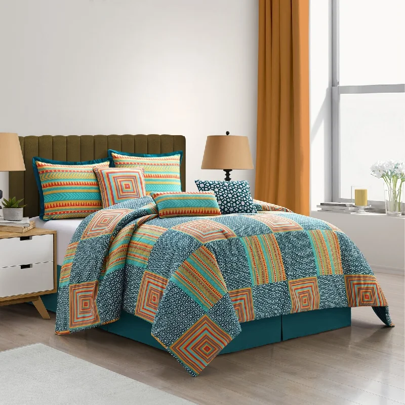 Down - filled comforters for supreme warmth and lightnessNanshing Bluebell 7 Piece Reversible Abstract Comforter Set