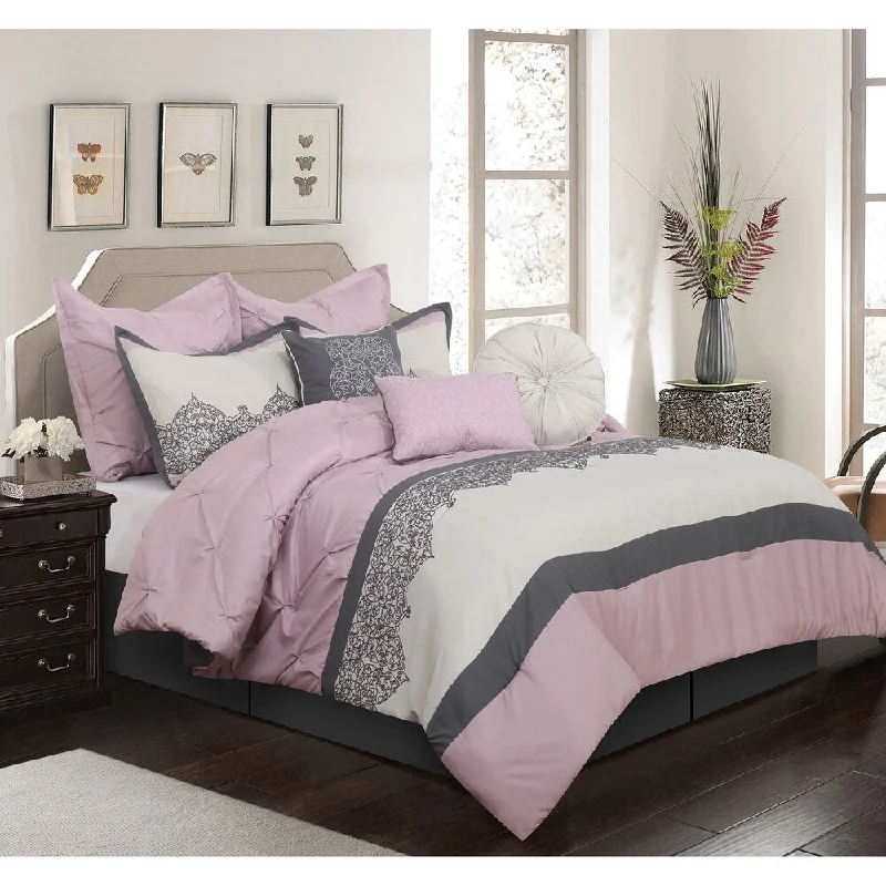 Microfiber - filled comforters that are lightweight and easy to care forNanshing Lexia 7-Piece Glam Modern & Chic Comforter Set