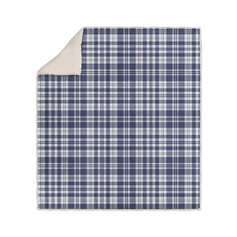 Latex - filled comforters with a bouncy texture and good supportPLAYFUL PLAID NAVY Sherpa Comforter