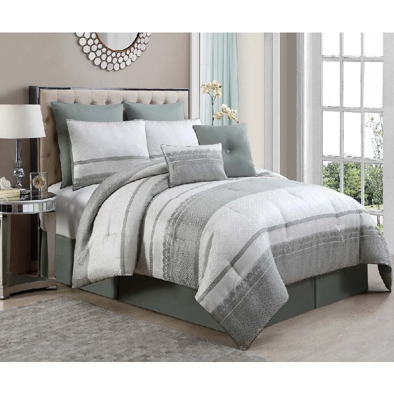 Duck down comforters with a softer feel and good warmth retentionQuincy 8-piece Comforter Set