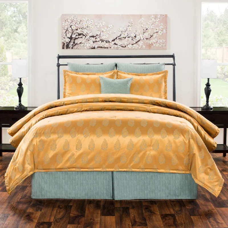 Wool - filled comforters with natural moisture - wicking and temperature - regulating featuresRegal Gold and Seafoam Comforter Set