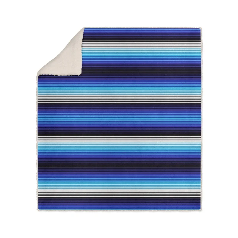 Full - size comforters suitable for full - sized beds in guest rooms or small bedroomsSERAPE STRIPES BLUE Sherpa Comforter - 30X40