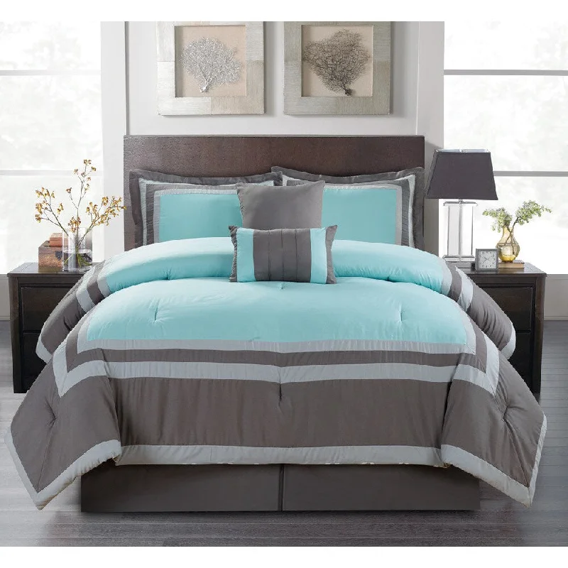 Silk - filled comforters for a luxurious and smooth touchShelton Aqua 6-piece Comforter Set