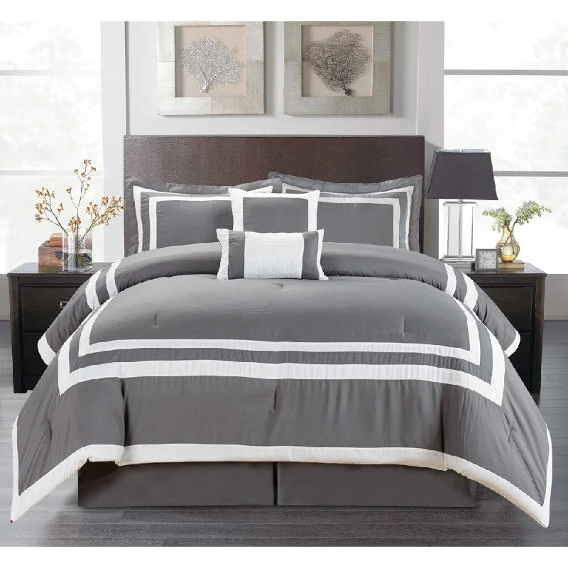 Microfiber - filled comforters that are lightweight and easy to care forShelton Grey 6-piece Comforter Set